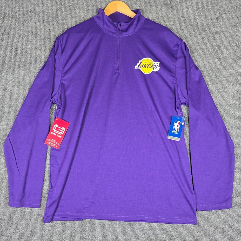 Ultra Game Los Angeles Lakers Purple Quarter Zip Pullover‎ Shirt Men's XX Large